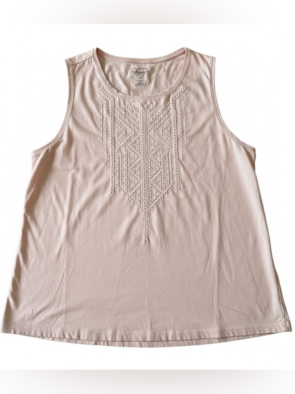 G.H. Bass & Co. Embroidered Sleeveless Top XL Light Pink